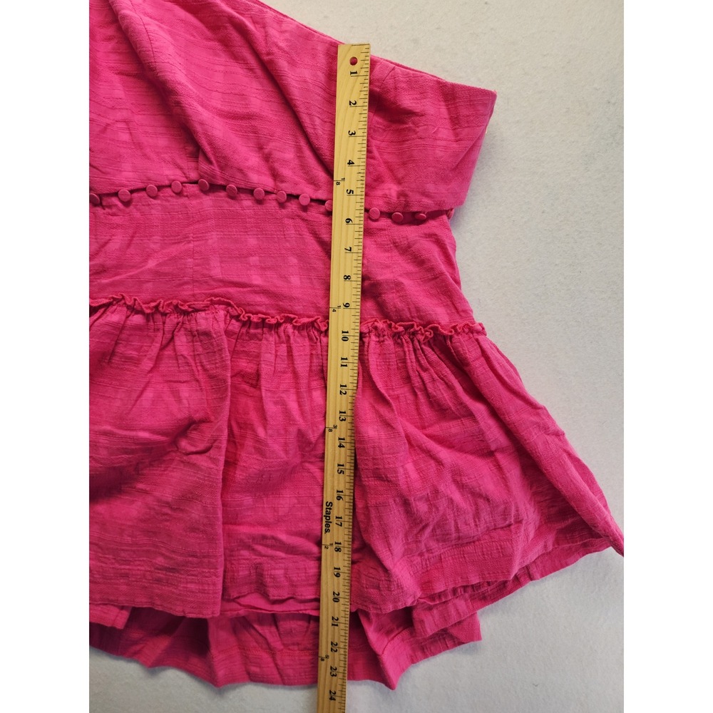 Seven Wonders Hot Pink One Shoulder Ruffle Cotton Top L US 8 - Picture 7 of 7